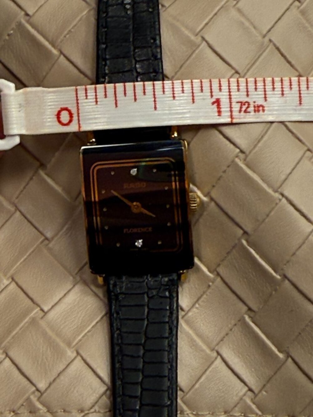 Vintage Rado Florence Ladies Tank Watch Diamond Markers Black Dial Gold Swiss - Picture 5 of 10